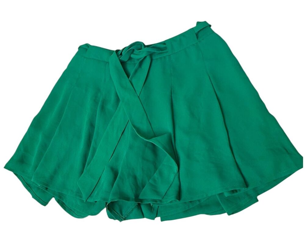 Sunday Best Aritzia Westley Mini Pleated Skort High Rise Green Sash Belt Lined 2